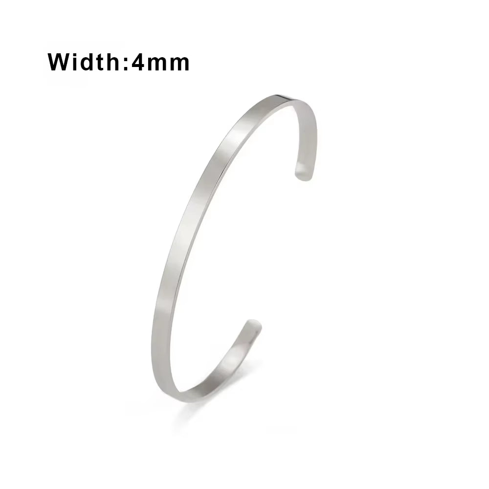Glossy Minimalist Bracelets Stainless Steel Gold Color Adjustable Bangle for Women Girls Trendy Jewelry Gift Wholesale