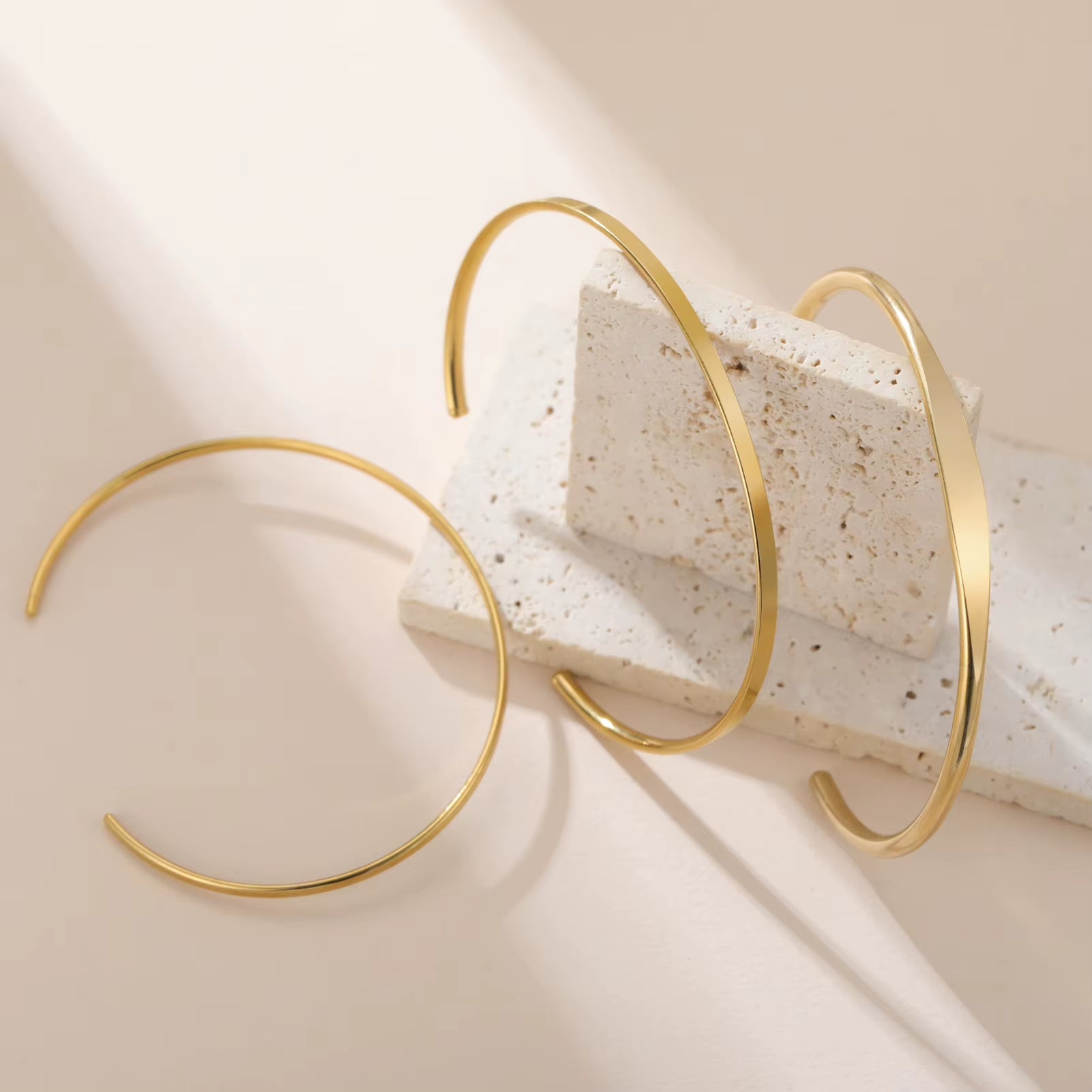 Glossy Minimalist Bracelets Stainless Steel Gold Color Adjustable Bangle for Women Girls Trendy Jewelry Gift Wholesale