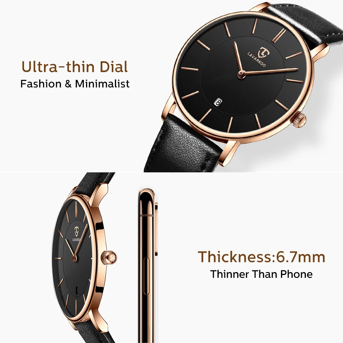 Mens Watches Fashion Quartz Men'S Watches Ultra Thin Minimalist Wristwatches with Leather Strap Gift for Man Father'S Day Gifts