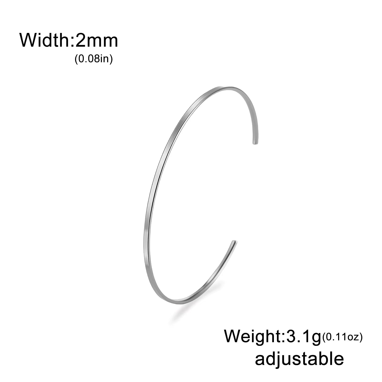 Glossy Minimalist Bracelets Stainless Steel Gold Color Adjustable Bangle for Women Girls Trendy Jewelry Gift Wholesale