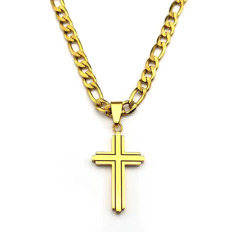 Stainless Steel Cross Necklaces for Men Women Gold Silver Color Hip Hop Crucifix Man Necklace Jewelry Collar Hombre NZZZ1331S02
