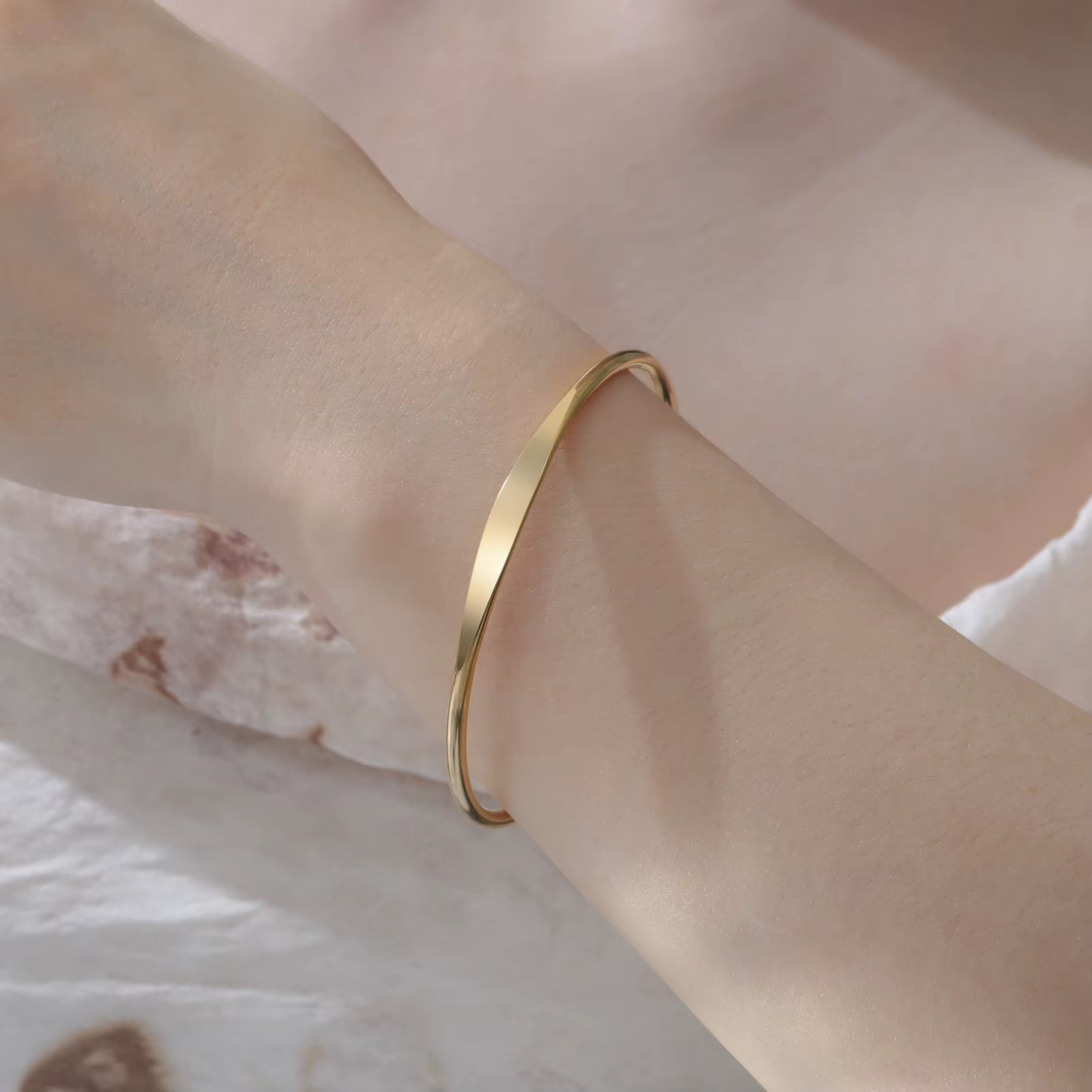 Glossy Minimalist Bracelets Stainless Steel Gold Color Adjustable Bangle for Women Girls Trendy Jewelry Gift Wholesale