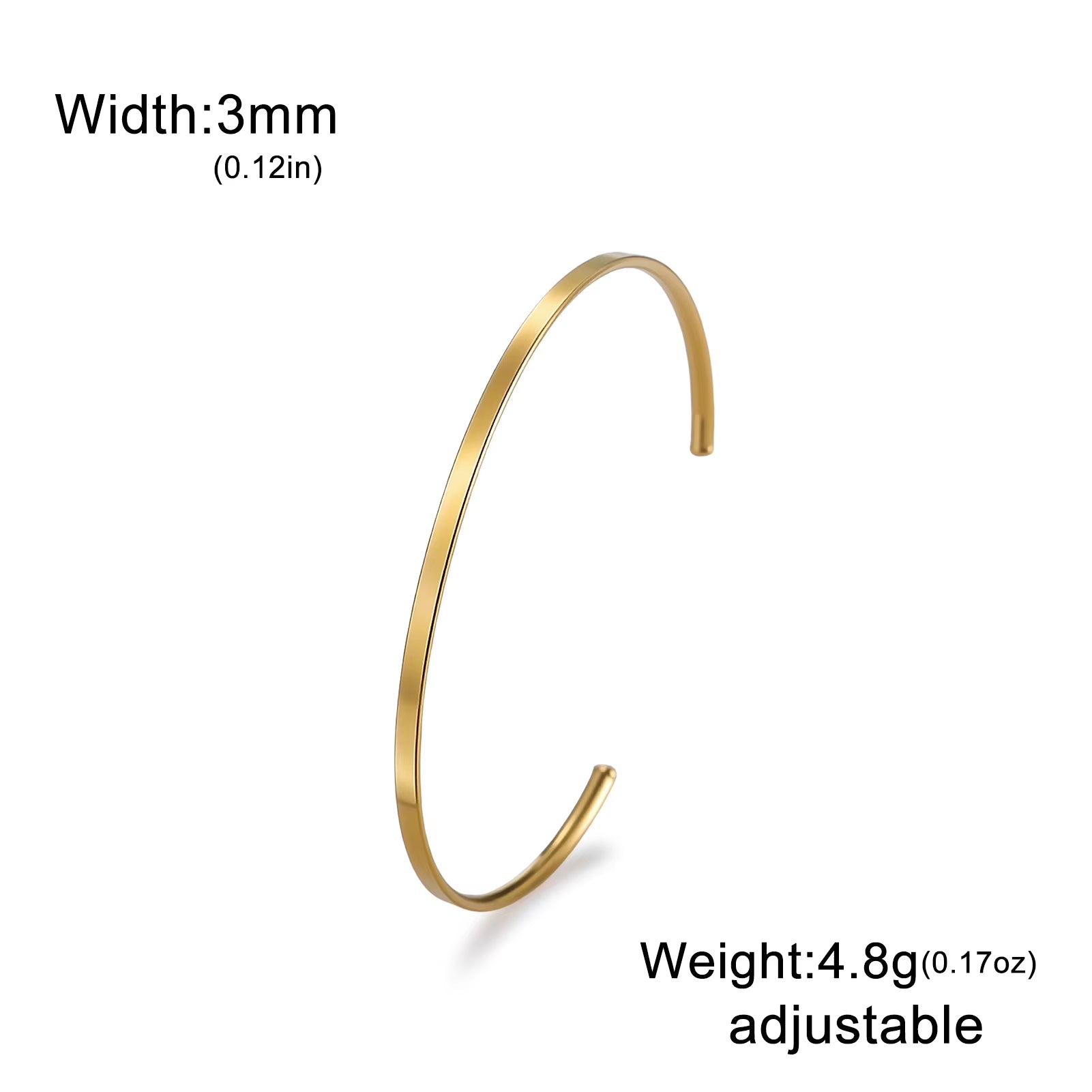 Glossy Minimalist Bracelets Stainless Steel Gold Color Adjustable Bangle for Women Girls Trendy Jewelry Gift Wholesale