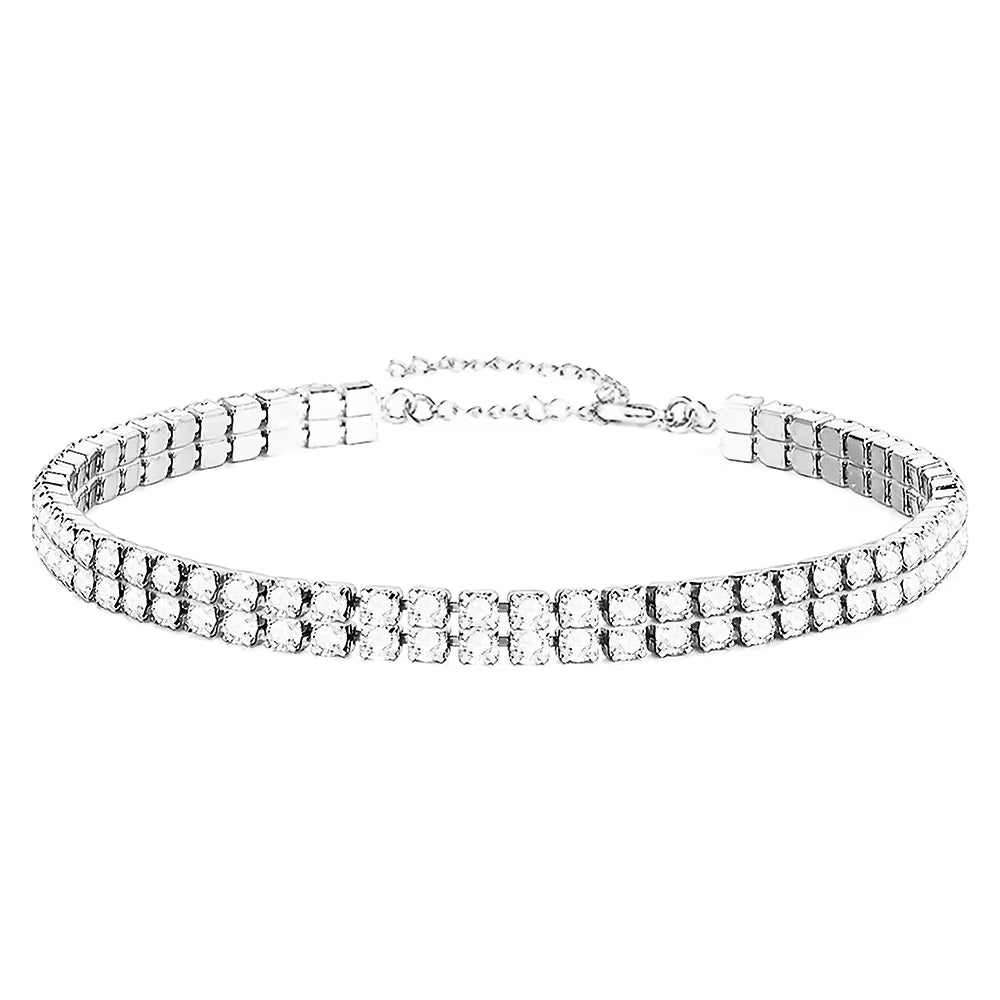 Minimalist Stainless Steel Crystal Tennis Bracelets for Woman Girls Simple Rhinestone Crystal Chain Bracelet Fashion Jewelry