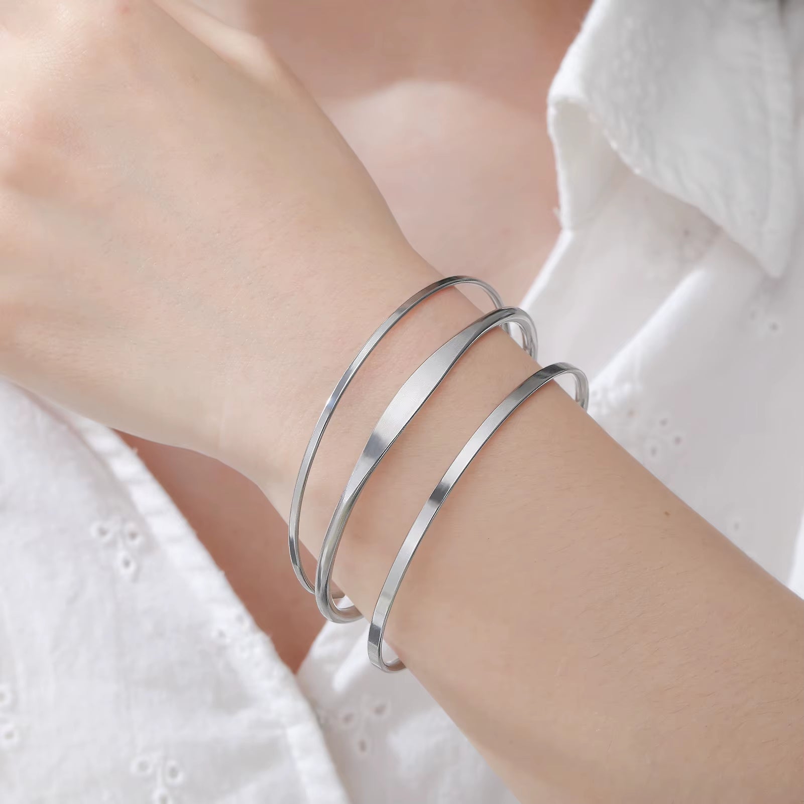 Glossy Minimalist Bracelets Stainless Steel Gold Color Adjustable Bangle for Women Girls Trendy Jewelry Gift Wholesale