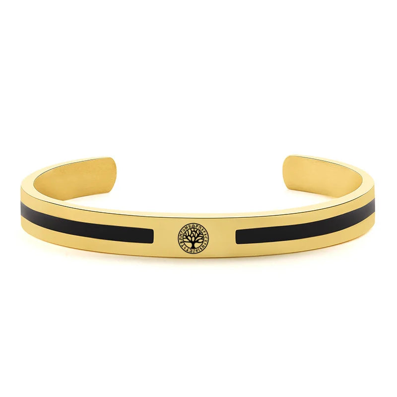 Men Bangle, Enemal Bangle Mens, Viking Logo Cuff Bracelet for Gentleman ,Stainless Steel Minimalist Bracelets