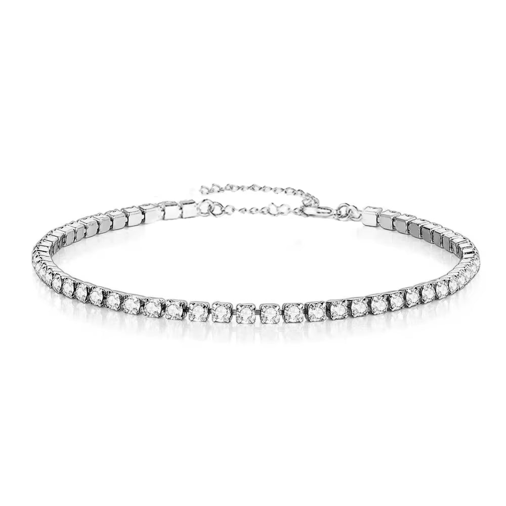 Minimalist Stainless Steel Crystal Tennis Bracelets for Woman Girls Simple Rhinestone Crystal Chain Bracelet Fashion Jewelry