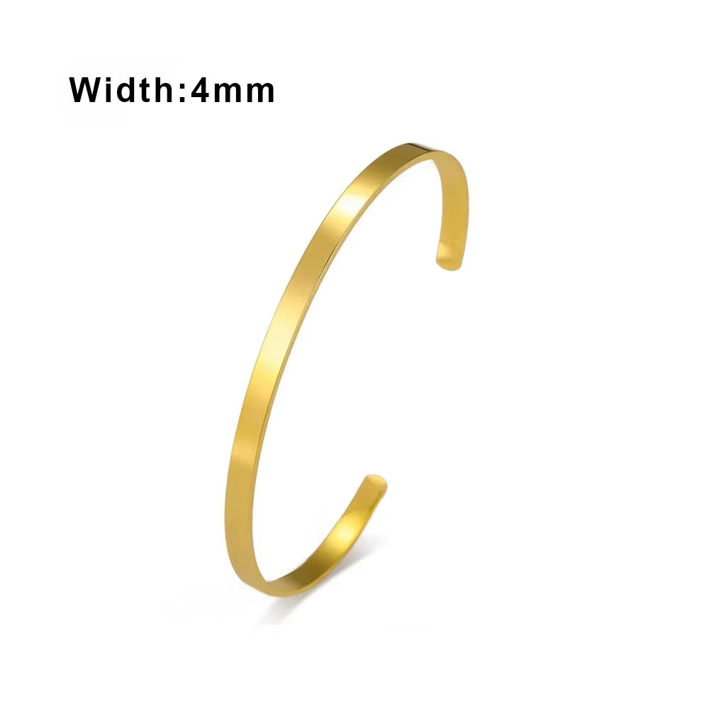 Glossy Minimalist Bracelets Stainless Steel Gold Color Adjustable Bangle for Women Girls Trendy Jewelry Gift Wholesale