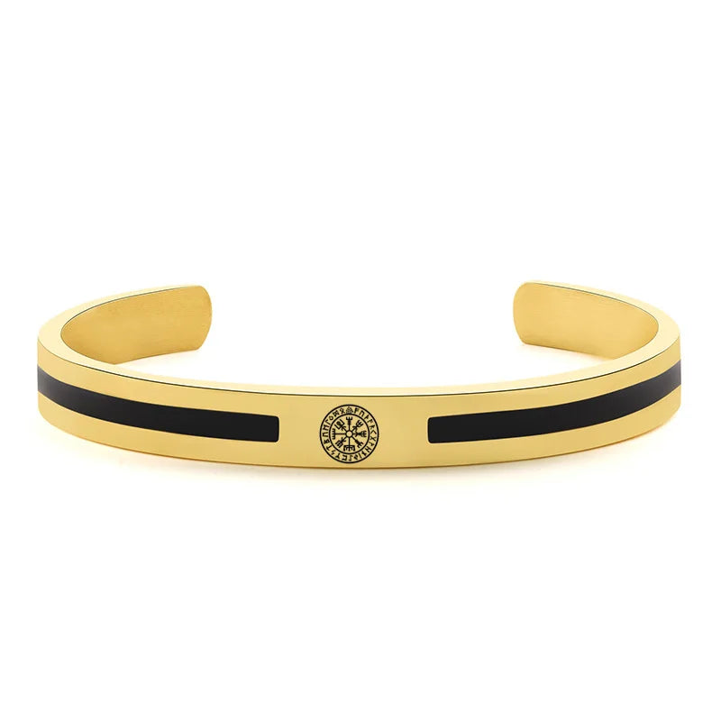 Men Bangle, Enemal Bangle Mens, Viking Logo Cuff Bracelet for Gentleman ,Stainless Steel Minimalist Bracelets