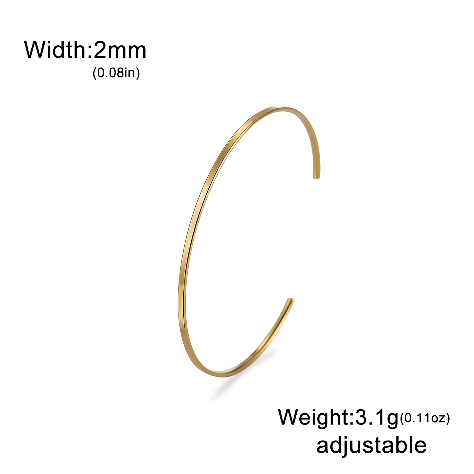 Glossy Minimalist Bracelets Stainless Steel Gold Color Adjustable Bangle for Women Girls Trendy Jewelry Gift Wholesale